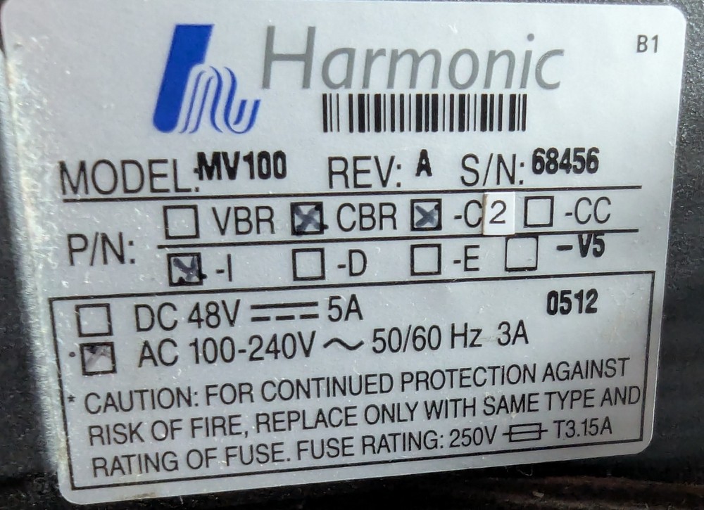 Harmonic DiviCom MV100 Broadcast Video Encoder Rack Unit – Powers On