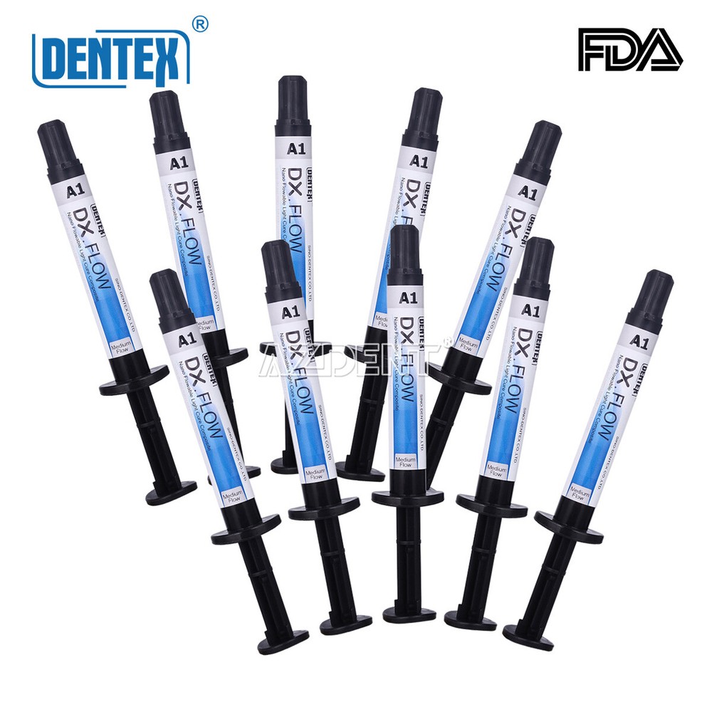 DENTEX DX.FLOW Dental Flowable Light Cure Composite Resin A1 Shade Medium Flow
