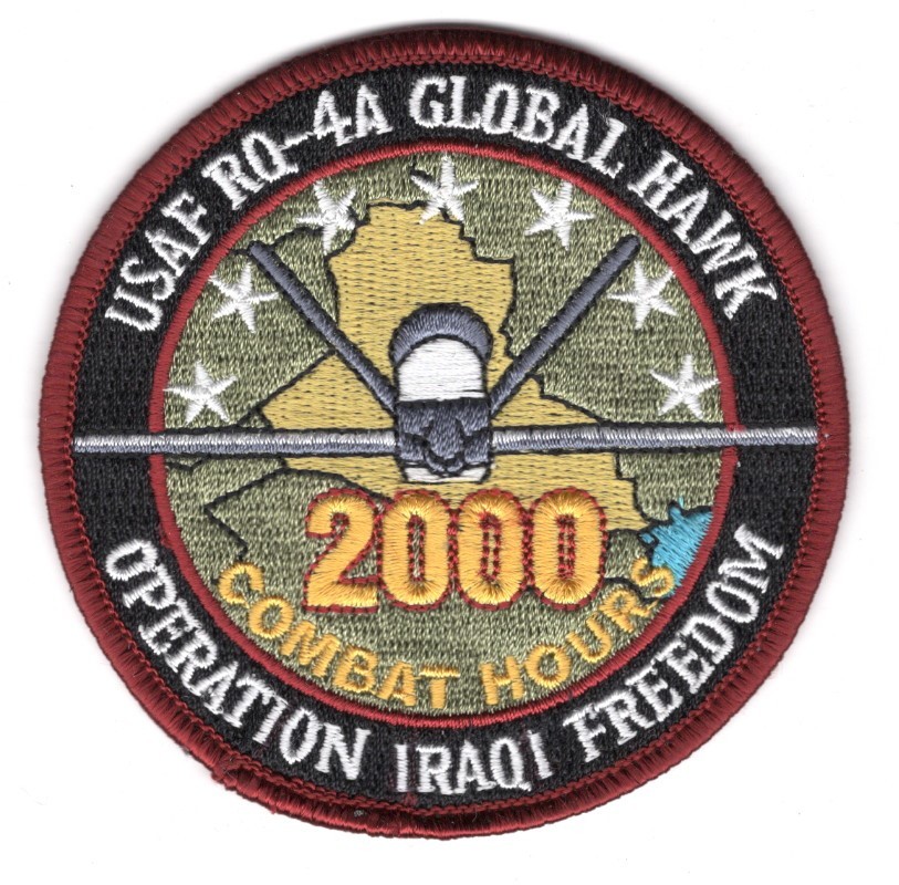 USAF Air Force Patch:  12th Expeditionary Recon Squadron, 2000 Combat Hours