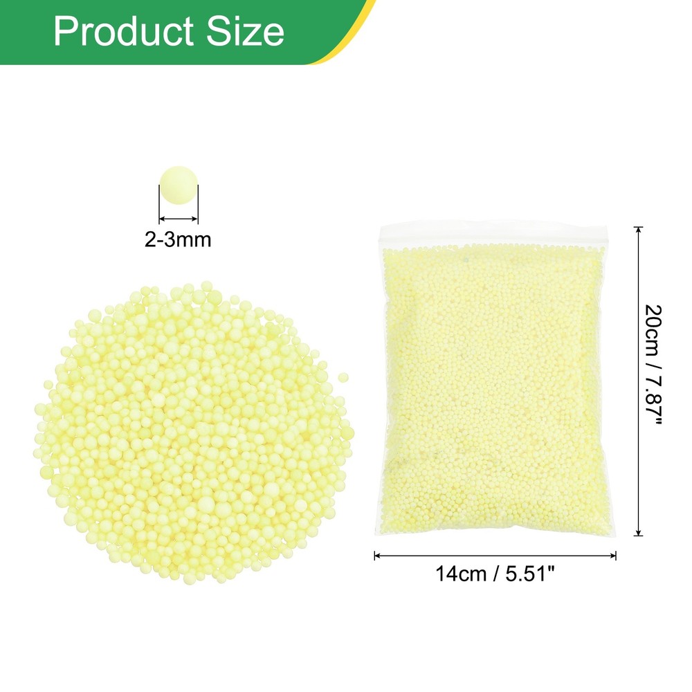 Foam Beads 2-3mm Mini Small Balls Polystyrene Beads Light Yellow