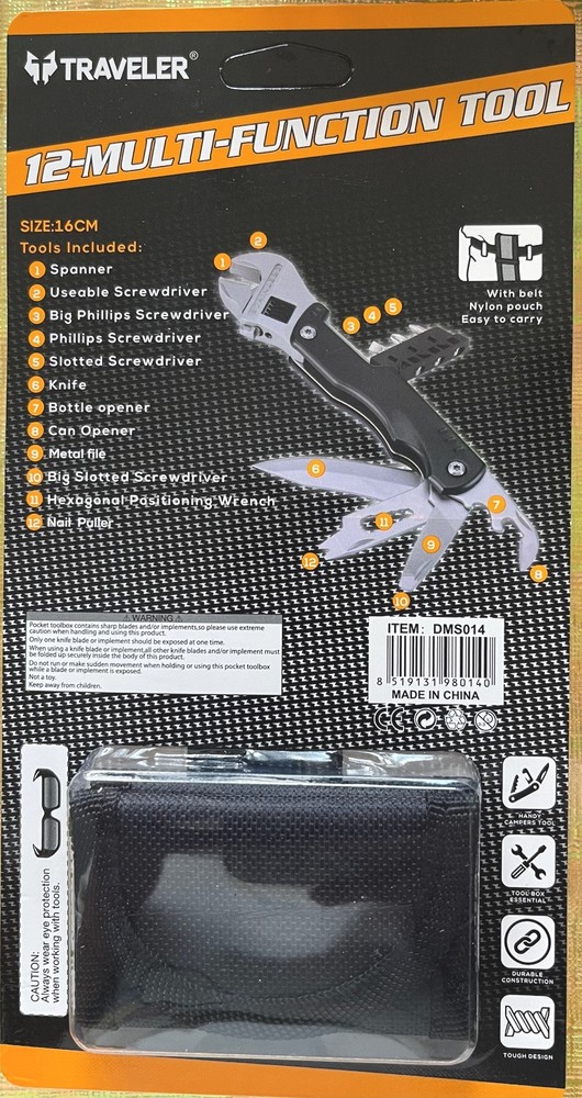 Traveler 12 In 1 Multi Function Tool With Pouch
