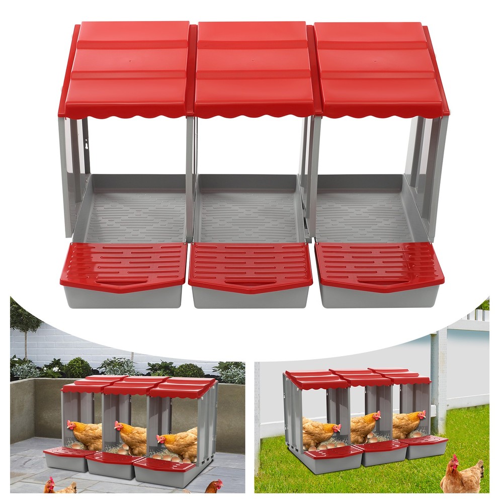 3-Compartment Chicken Nesting Box for Efficient Egg Laying and Easy Collection