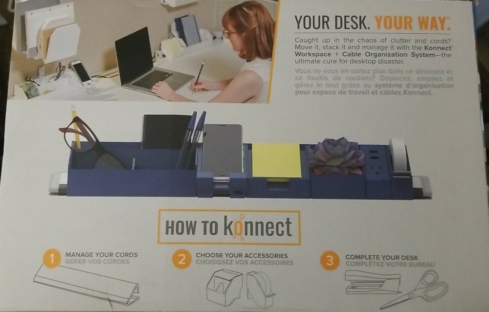 Bostitch Office Konnect 3 Piece Workspace + Cable Organizer Blue (KT-KIT1-Blue)