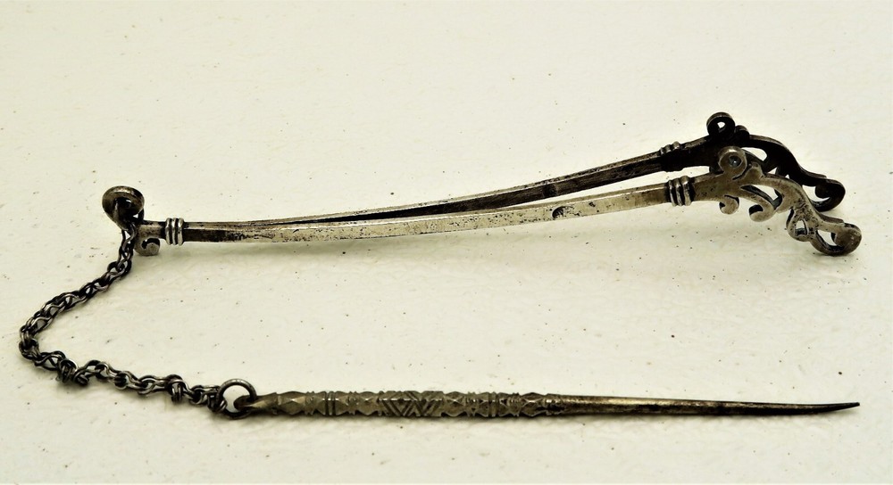 Ottoman Solid silver Pipe tool Engraved Dedication Turga and Sah Marks 900 fine