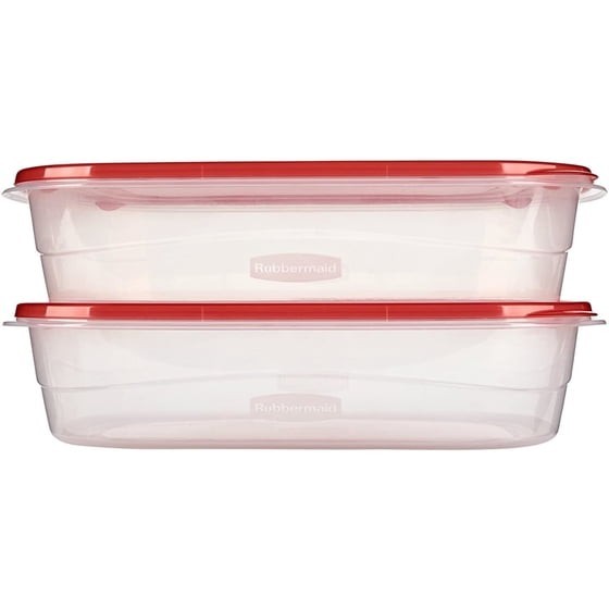 Rubbermaid TakeAlongs Large Rectangular Food Storage Containers, 1 Gallon, Red,