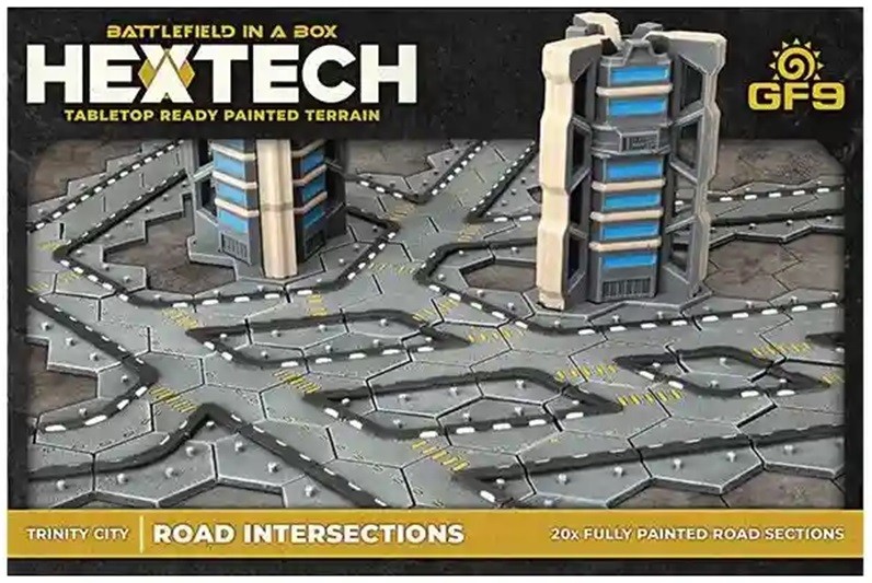 HexTech Terrain: Trinity City: Road Intersections (20 pieces)