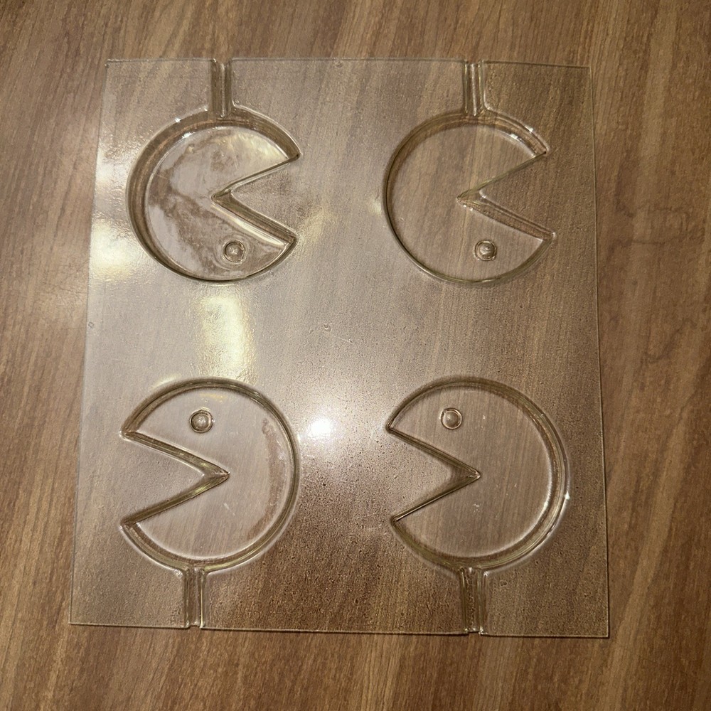 One Plastic Candy Mold - 4 packman suckers on tray - Used