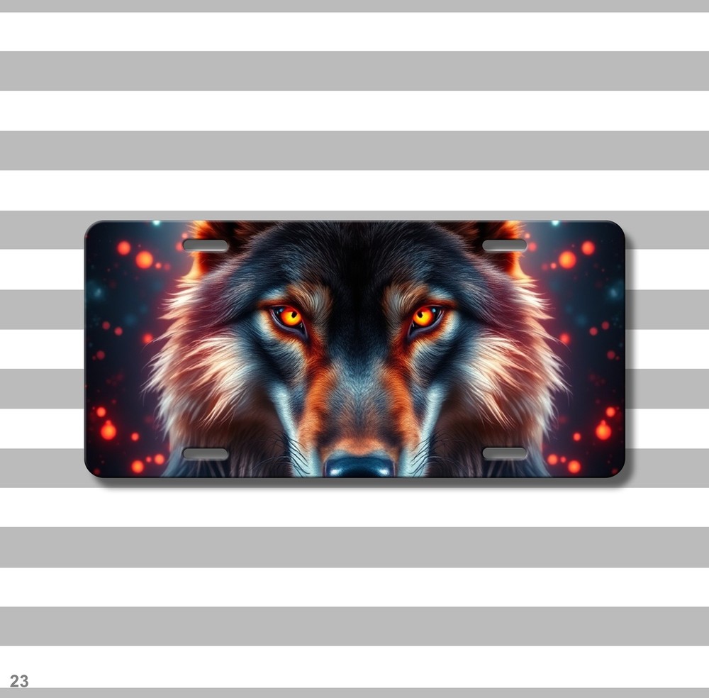 Hyperrealistic Wolf License Plate Name Plate Auto Tag Unique Gift
