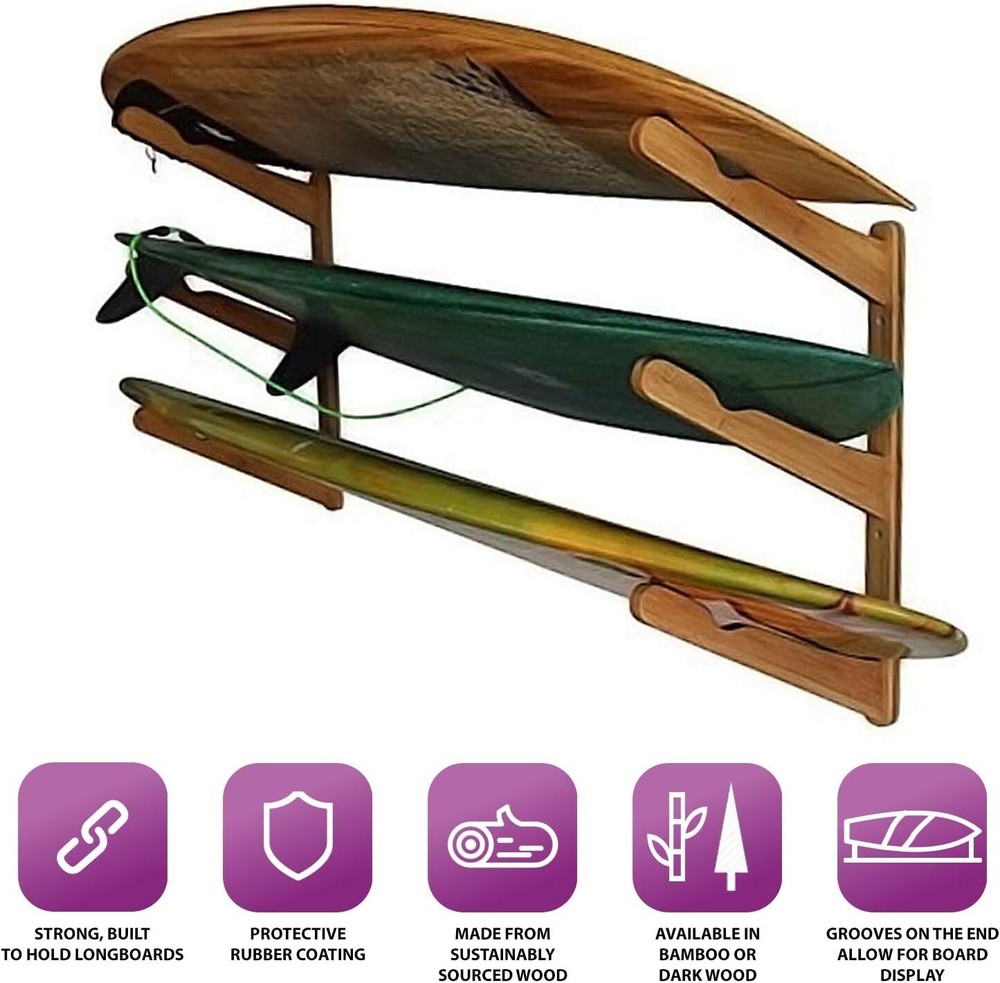 Cor Surf Wall Rack: 3 Boards Multi Function Storage Dispaly (Snow, Skate, Surf)