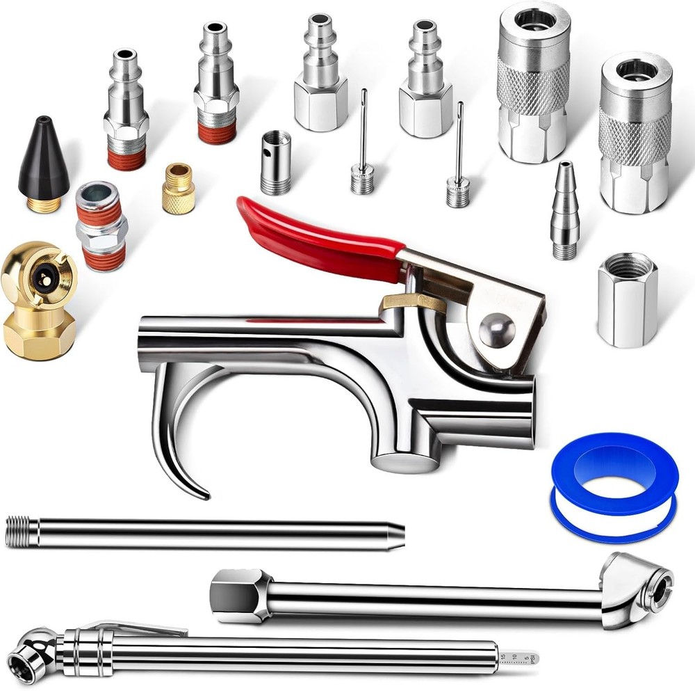 Durable 20-Piece Air Compressor Accessories with Quick Connect System - 50 PSI