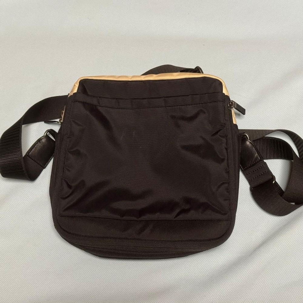 TUMI Black/White Leather Shoulder Bag, Used, , Multiple Pockets