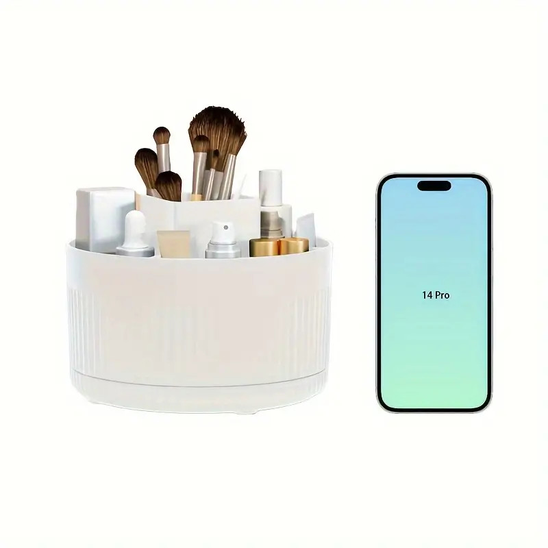 White Plastic Rotating Cosmetic Makeup Storage Carousel - New