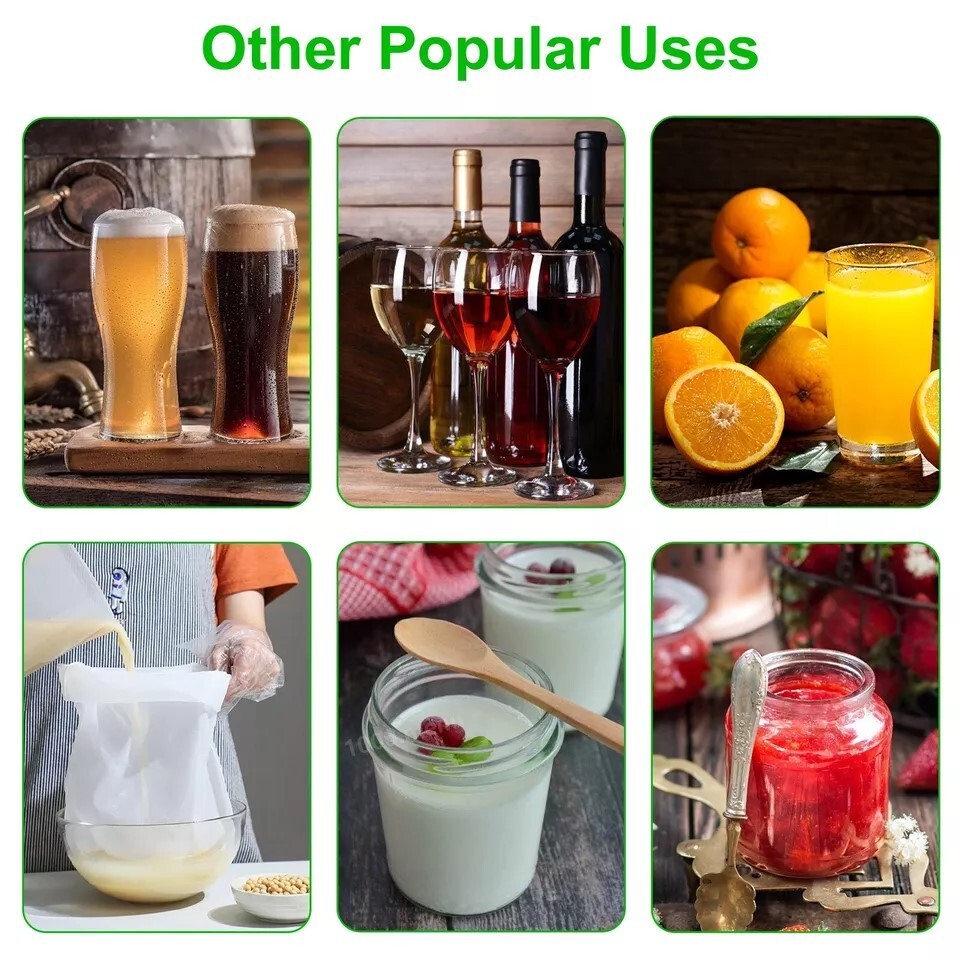 3x Drawstring Straining Brew Bag Extra Large Fine Mesh for Fruit Grape Wine Beer