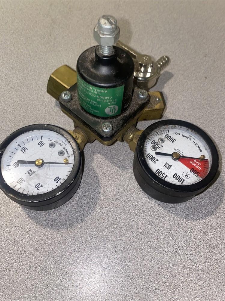 Vintage Cornelius Co2 Regulator With Banner Co. Gauges. Untested.
