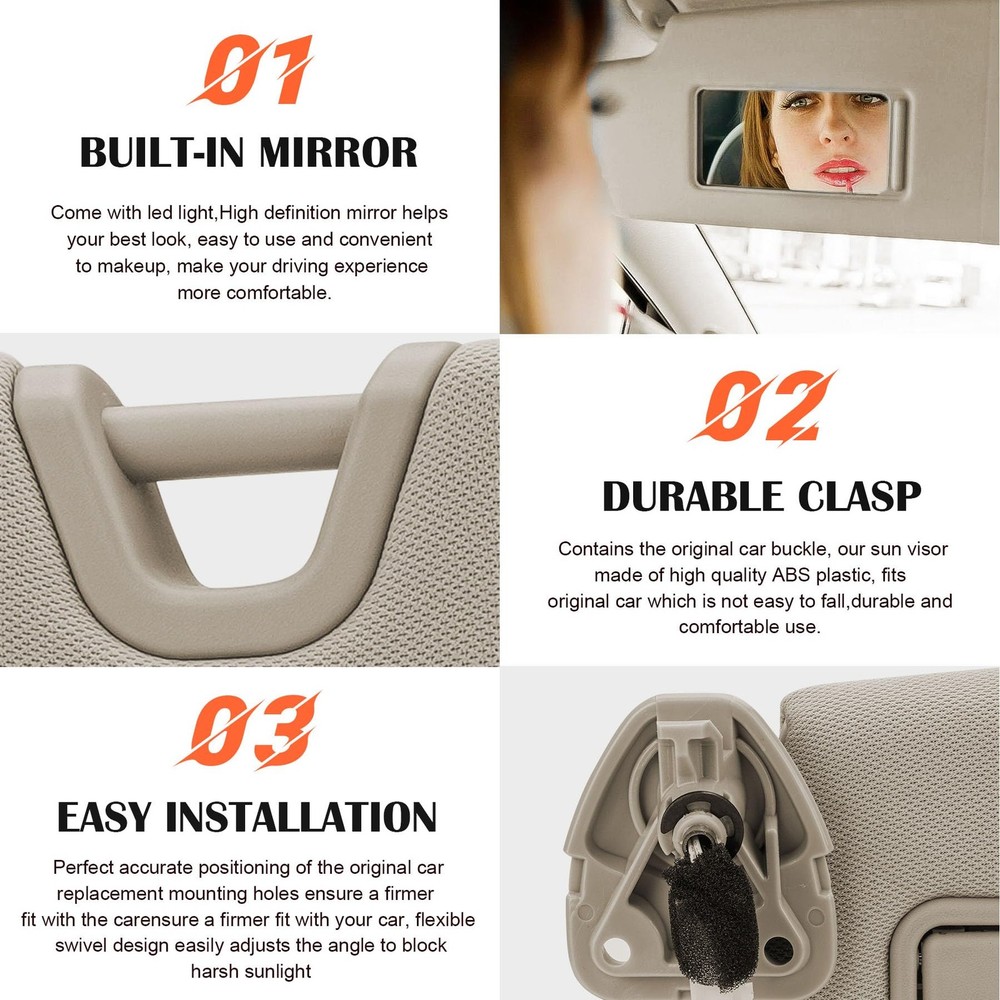 Beige Driver Left Side Sun Visor Replacement Side,