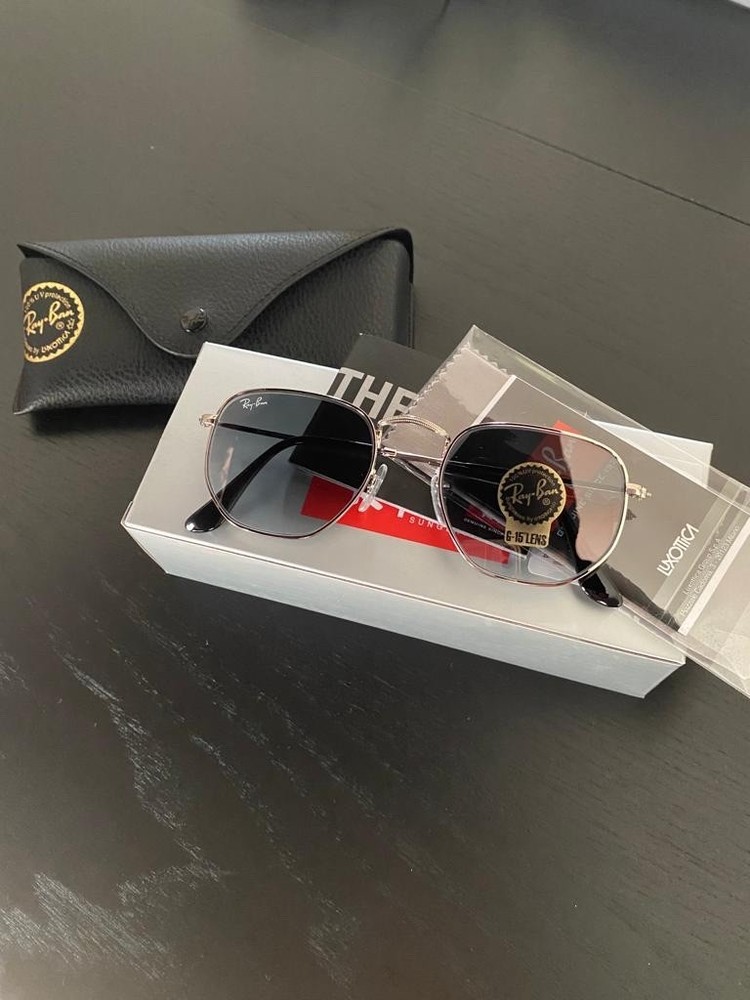 New Ray-Ban Hexagonal Silver Frame/ Gradient Grey 51mm RB3548 Sunglasses