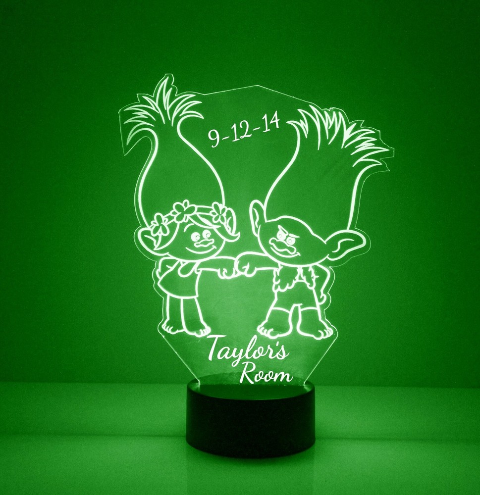 Trolls, Personalized FREE, LED Night Light Lamp + Remote