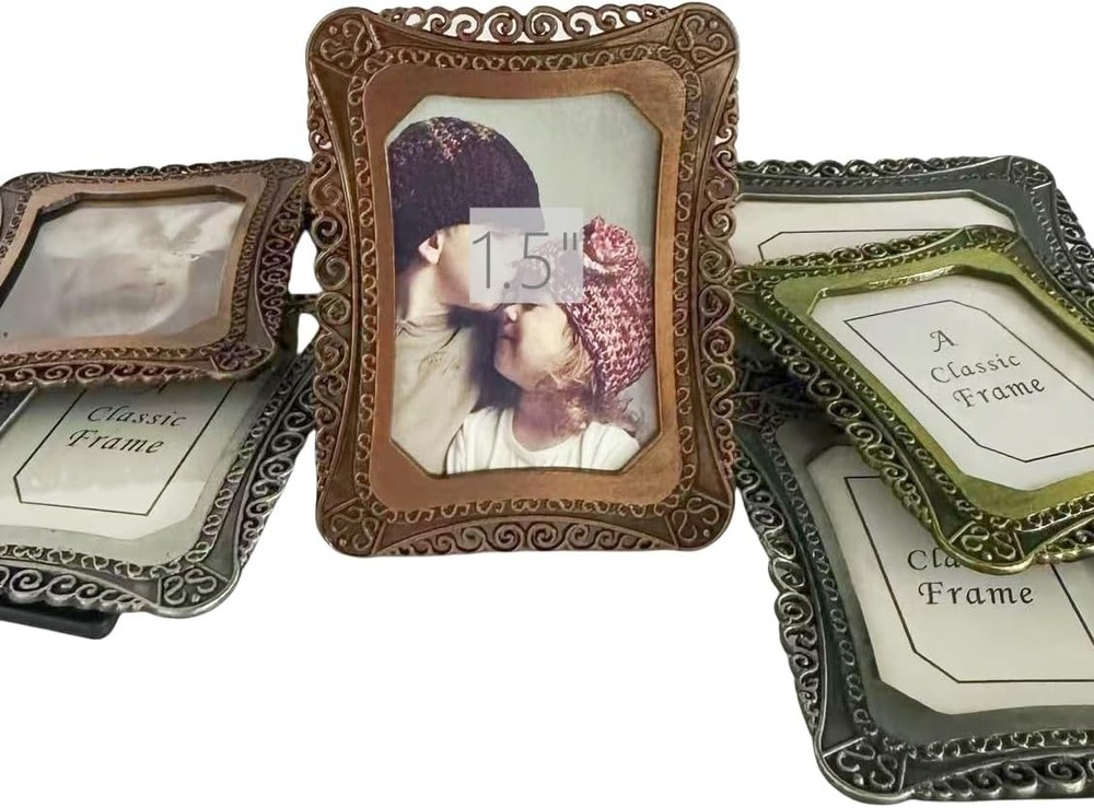6 Pcs One-Inch Vintage Picture Frames, 2" x 1 Rectangle shape-Random colors