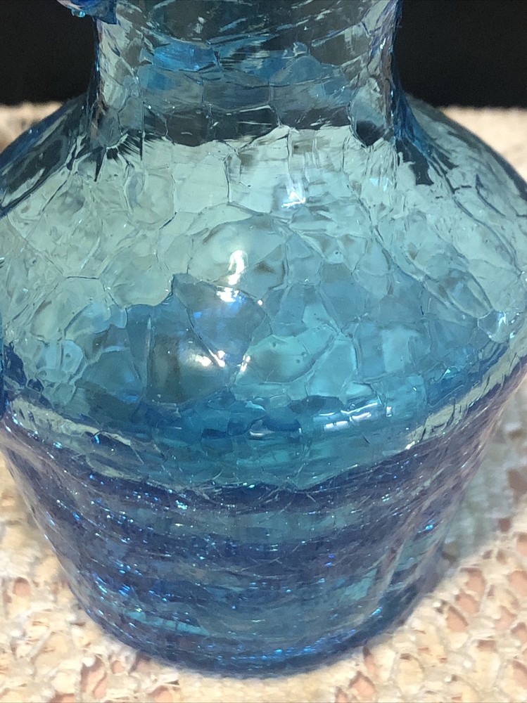 Small Crackle Glass Light Blue Pitcher