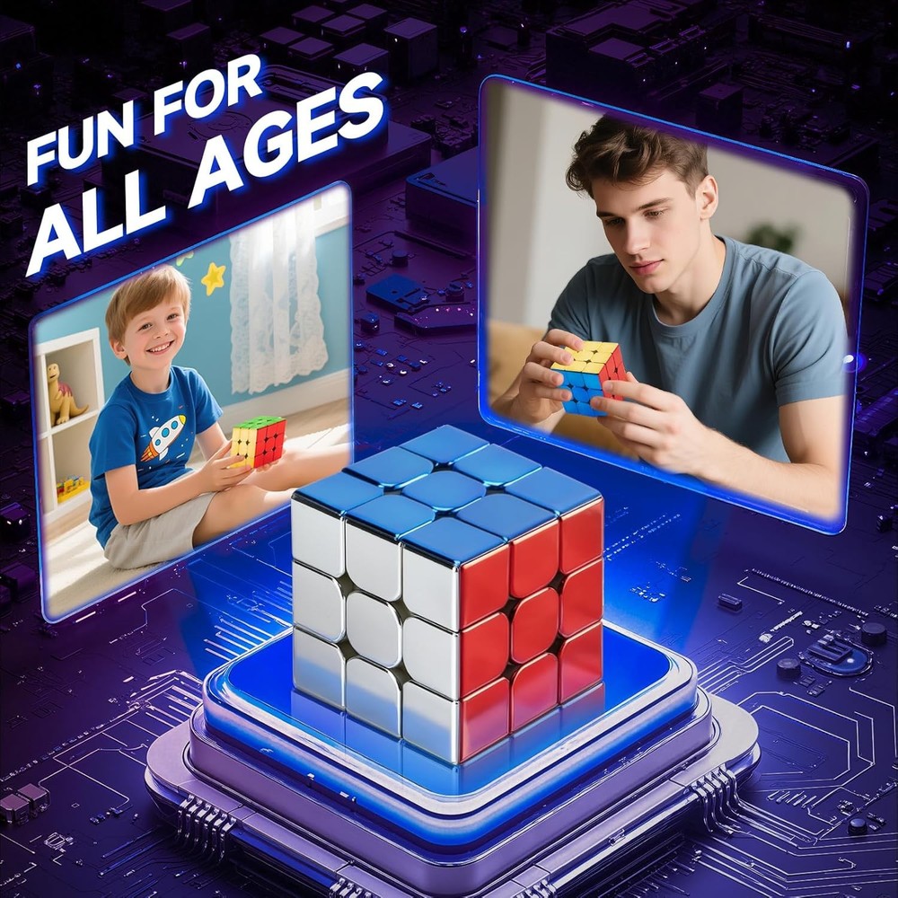 Speed Cube 3x3, Metallic Magic Cube 2025, Magnetic Reflective Mirror Cube, Stick