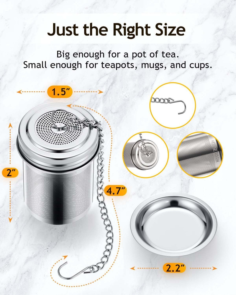 2 Pack Tea Infuser, Extra Fine Mesh Tea Infusers for Loose Tea, 18/8 Stainless S