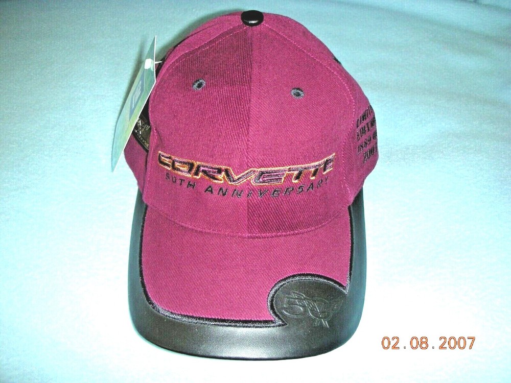 Corvette 50th Anniversary Limited Edition Cap Hat - 2003 Version Maroon   #1641!