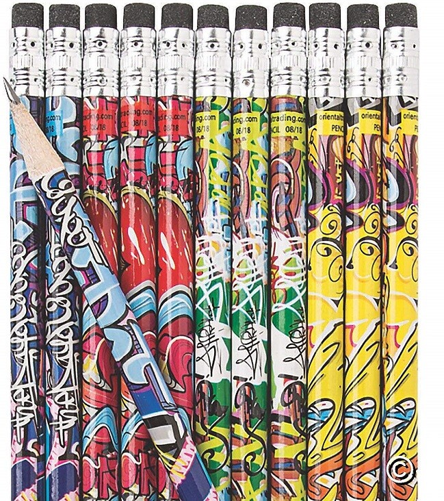 Graffiti Pattern Pencils (24 Pack) Wood.