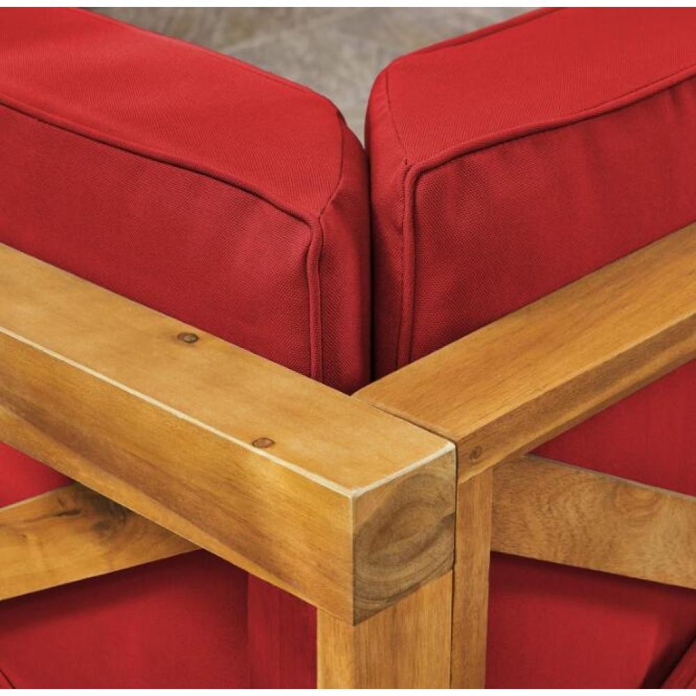 Modular Outdoor Loveseat w/ Coffee Table & Cross-Back Design