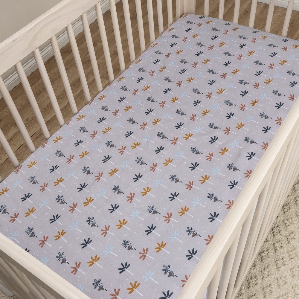 Sammy & Lou Koala Palms 2-Pack Microfiber Fitted Crib Sheet Set Fits Standard...