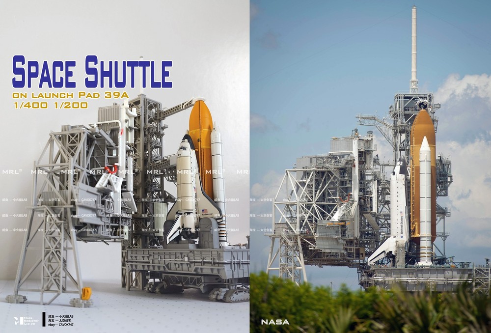 Space Shuttle on Launch Pad: 1/400 Scale 3D Printed Model Kit（No aircraft）