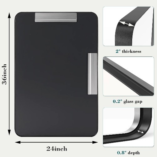 Bathroom Mirror 36"x 24" Wall Mirror with Rectangular Metal Frame, Black