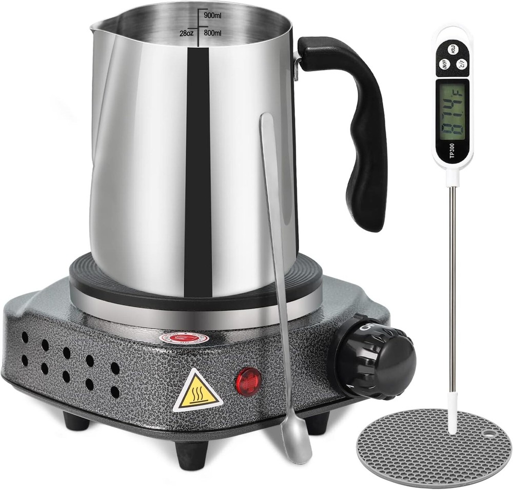 Complete Candle Making Starter Kit - Includes Pot, Thermometer & Safety Pads