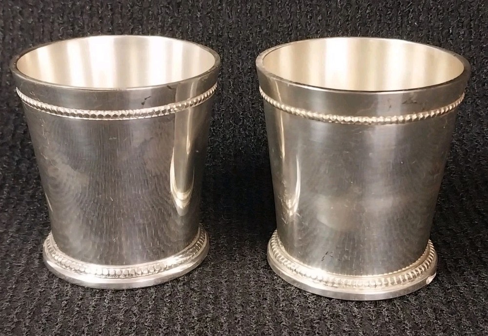2 Silver Plated Laquered Brass Julep Cups Made In India