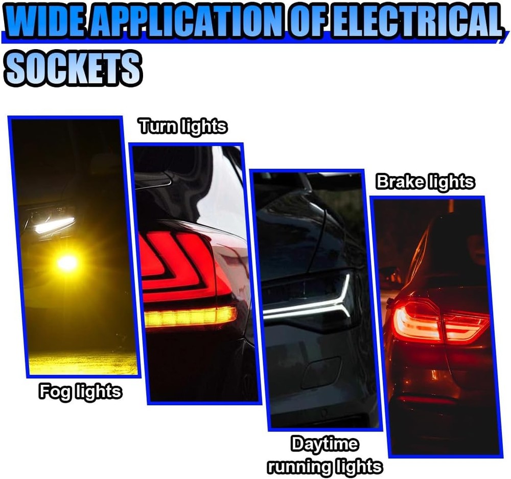 4PCS Pre-Wired Harness Sockets, LED Bulbs Socket Adapter Pigtail 4Pack