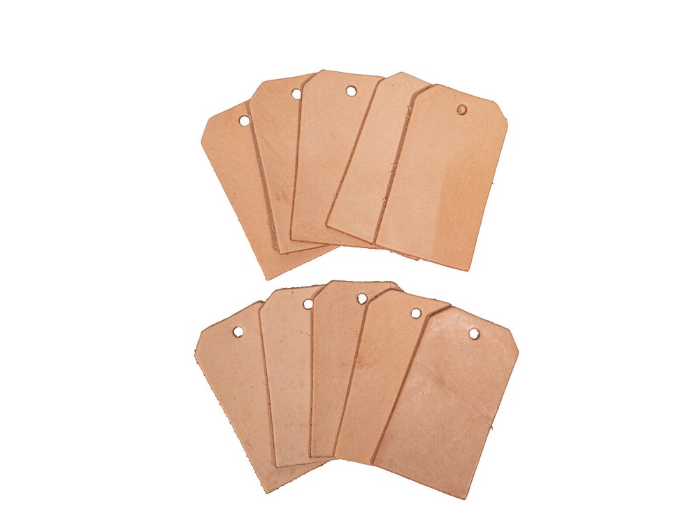 10 Small Leather Tags 3.5" x 2" (572-31) P5