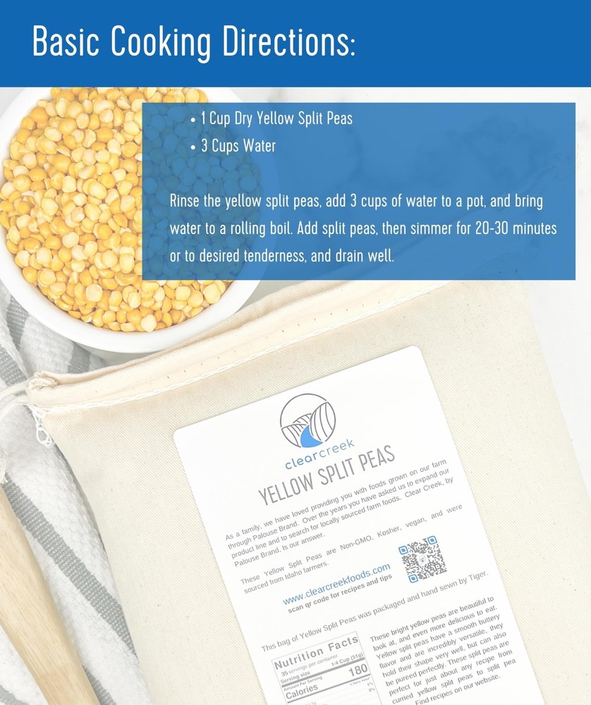 Clear Creek Bulk Yellow Split Peas, 18 LBS