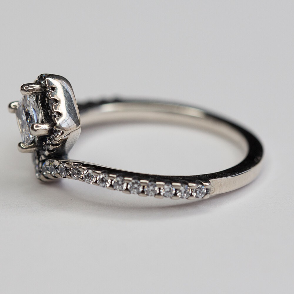 AUTHENTIC PANDORA SQUARE SPARKLE WISHBONE RING 198420 MULTIPLE SIZE W Suede Pouc