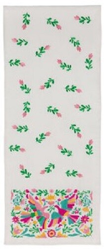 Multi-Color Embroidered Bird Table Runner