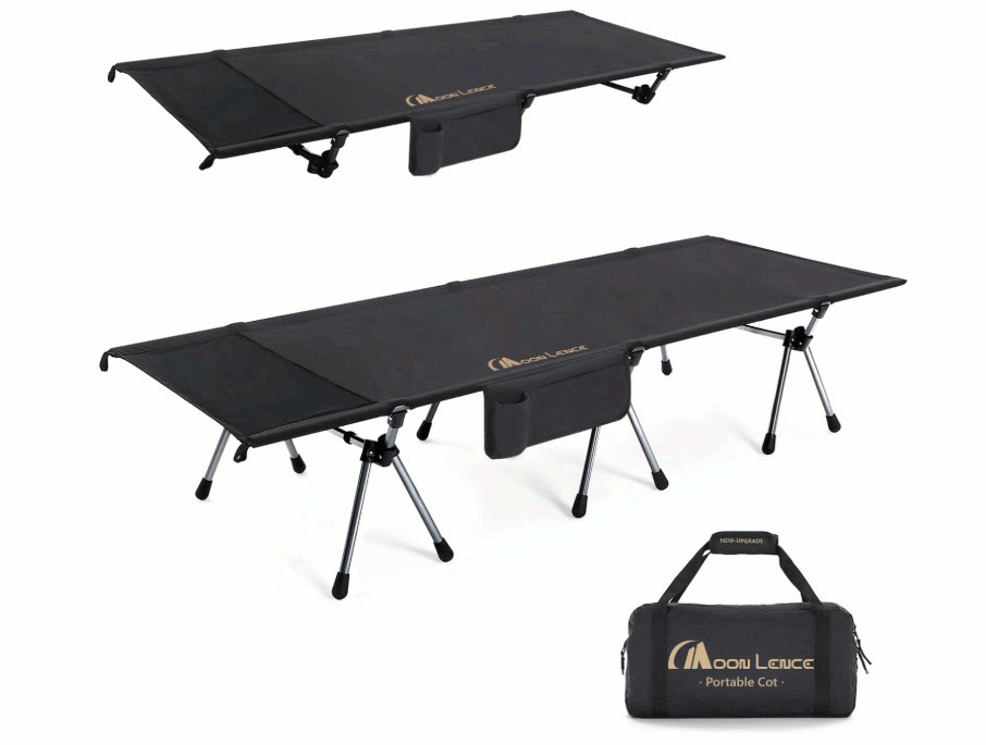 MOON LENCE Camping Cot Adjustable Height Folding Bed 330lb Black