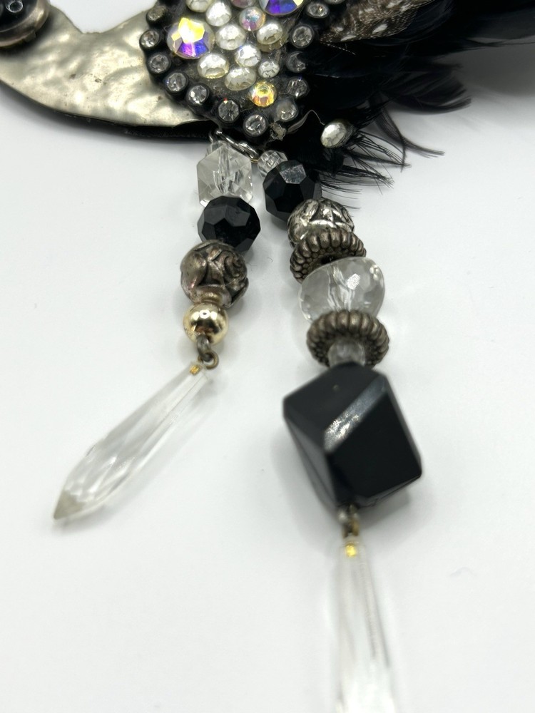 Unique Handcrafted Beaded Bird Brooch Pin 7”