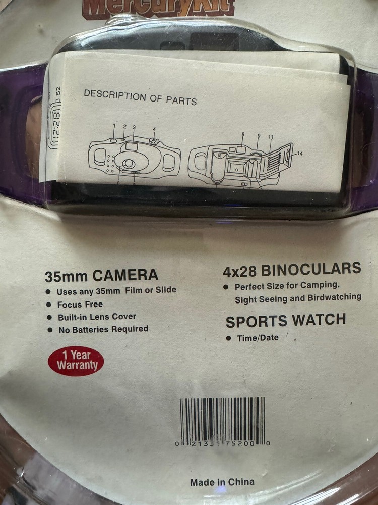 Mercury Kit Sakar 2000 35 mm Camera Binoculars Watch