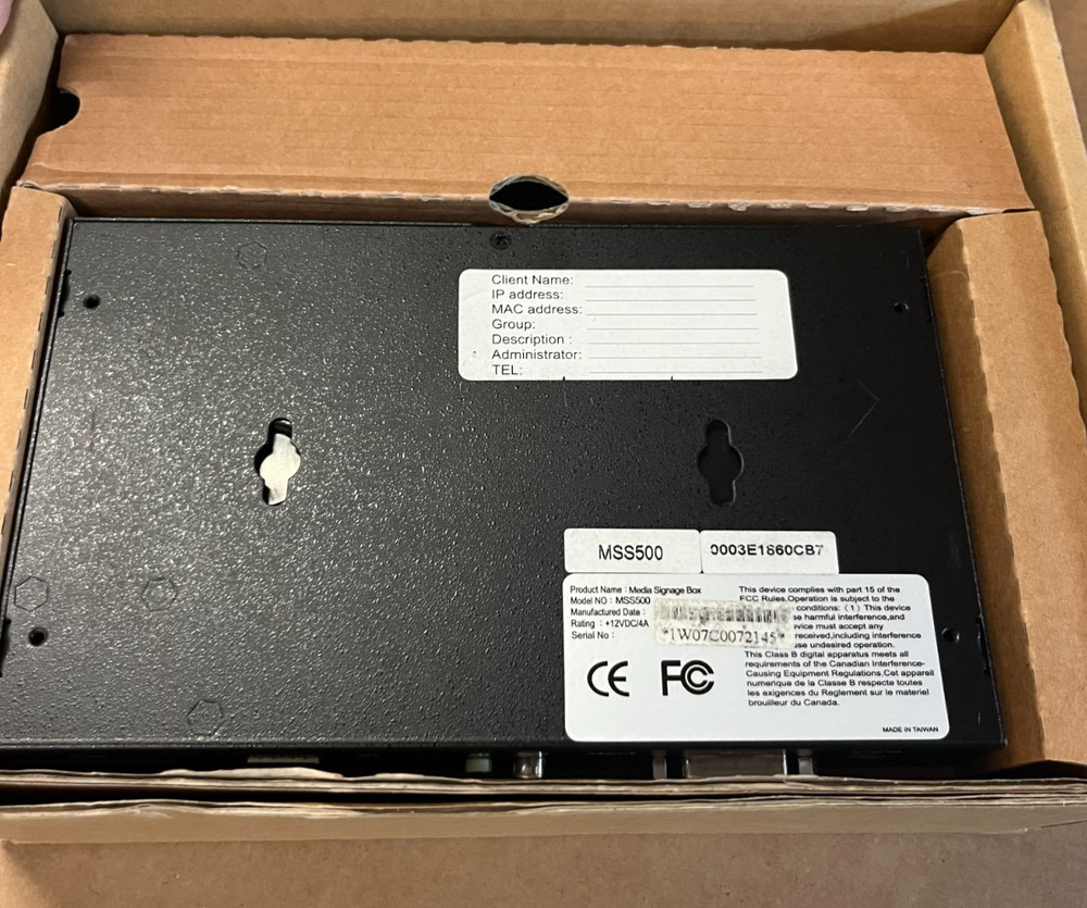 Digital Signage Media Player / Commercial Display Controller Box (MSS500)