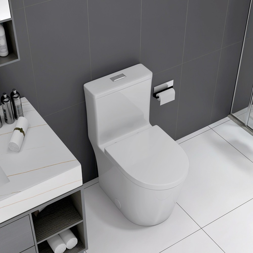 Small Compact One Piece Toilet Dual Flush,23 inch Short Depth for Tiny Bathroo