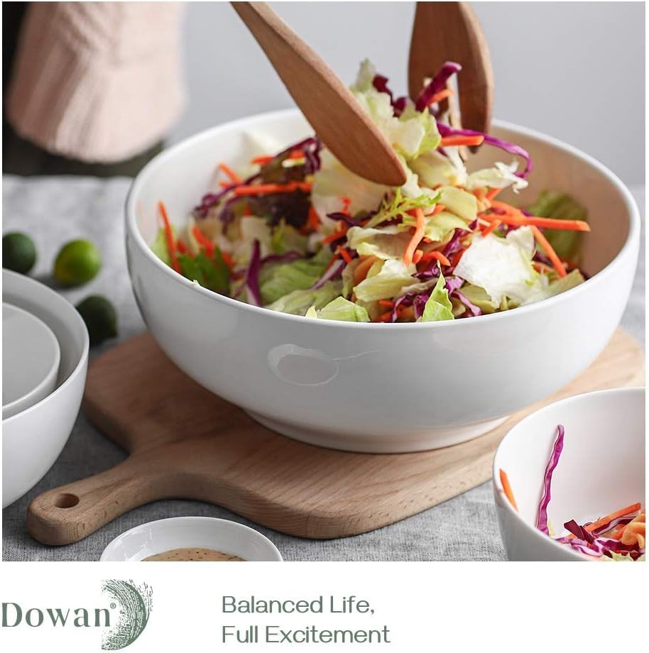 Versatile Mixing Bowl Set - 4 Soft White Ceramic Bowls for Every Kitchen Need