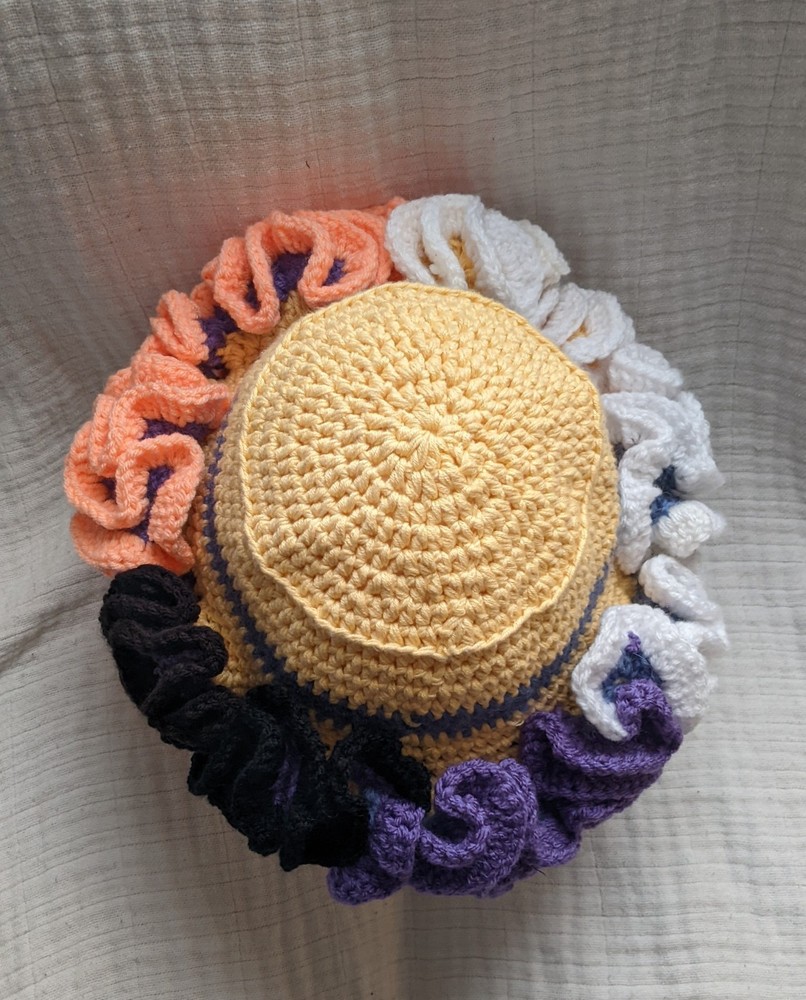 Hand Crocheted Extra Large Ruffle Hat
