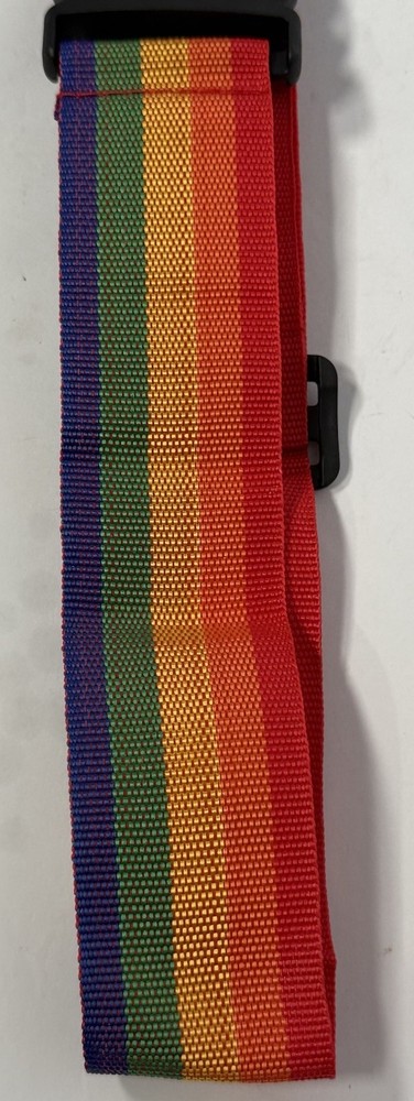 Rainbow Strap 18" Multicolor Nylon Webbing Adjustable Belt Black Buckle