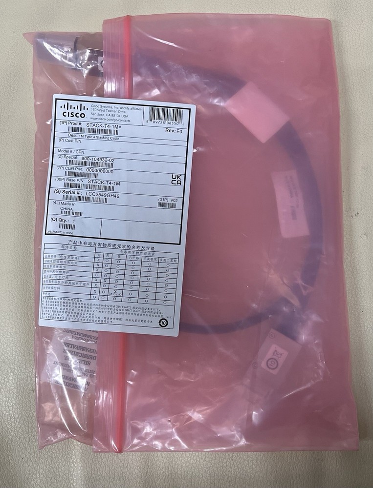 Cisco STACK-T4-1M Stacking Cable New Sealed