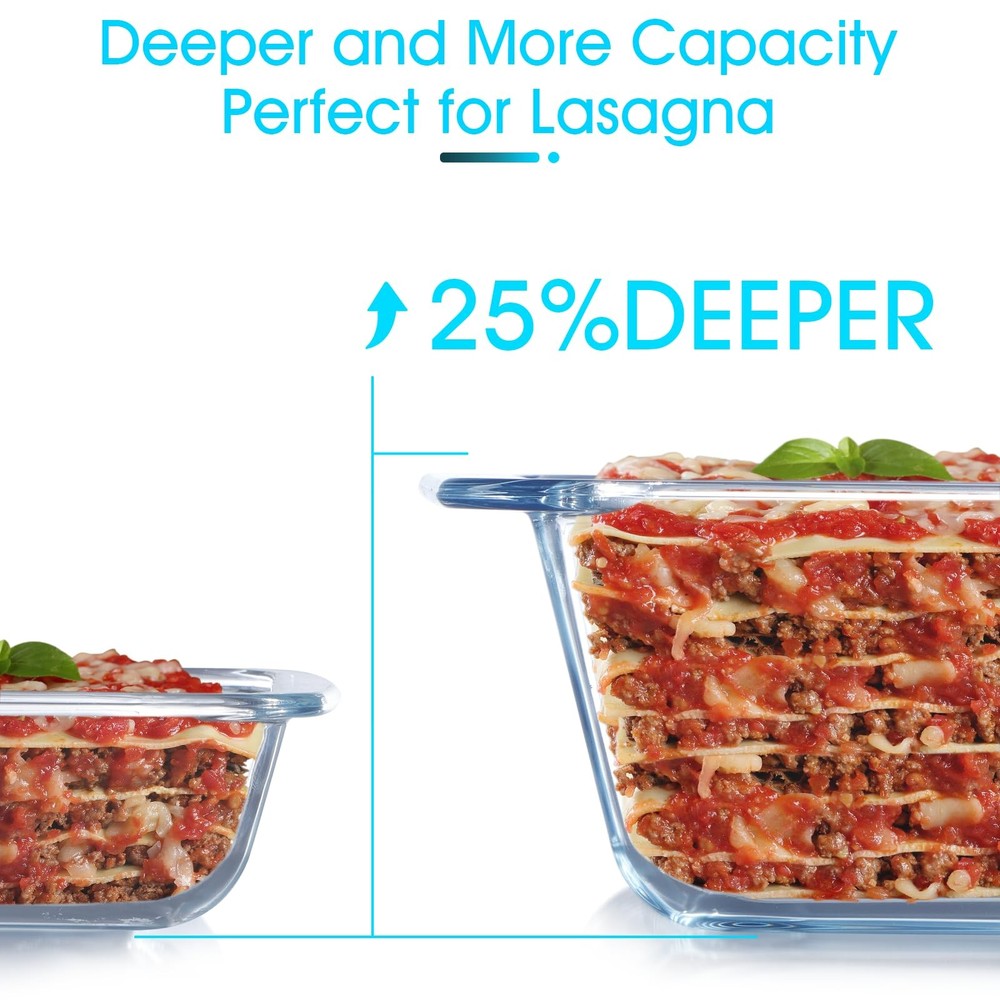 NUTRIUPS 1.5+2.4+3.7Qt Deep Glass Baking Rectangular with Lids-1.5+2.4+3.7Qt