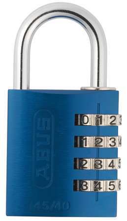 Abus 145/40 Blue Combination Padlock,Side,Black/Silver