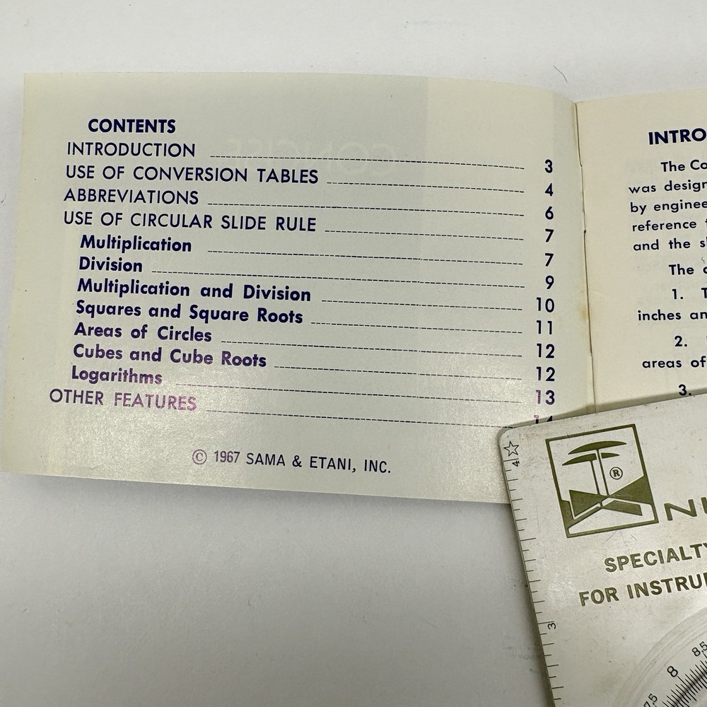 Vintage Concise CTCS-552 Circular Slide Rule Conversion Tables NUPRO Calculator